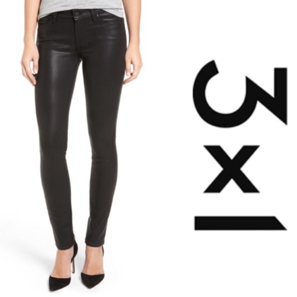 NWT 3x1 Faux Leather Coated W3 Split Seam Jeans 27